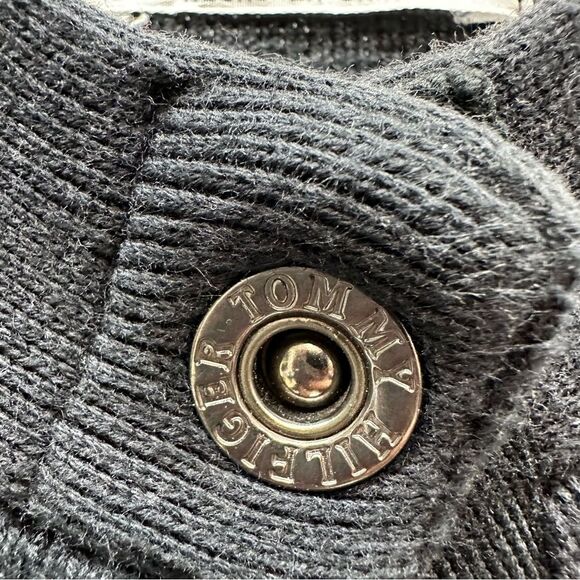 Tommy Hilfiger black snap up cardigan women's xl heavy weight - Picture 3 of 4